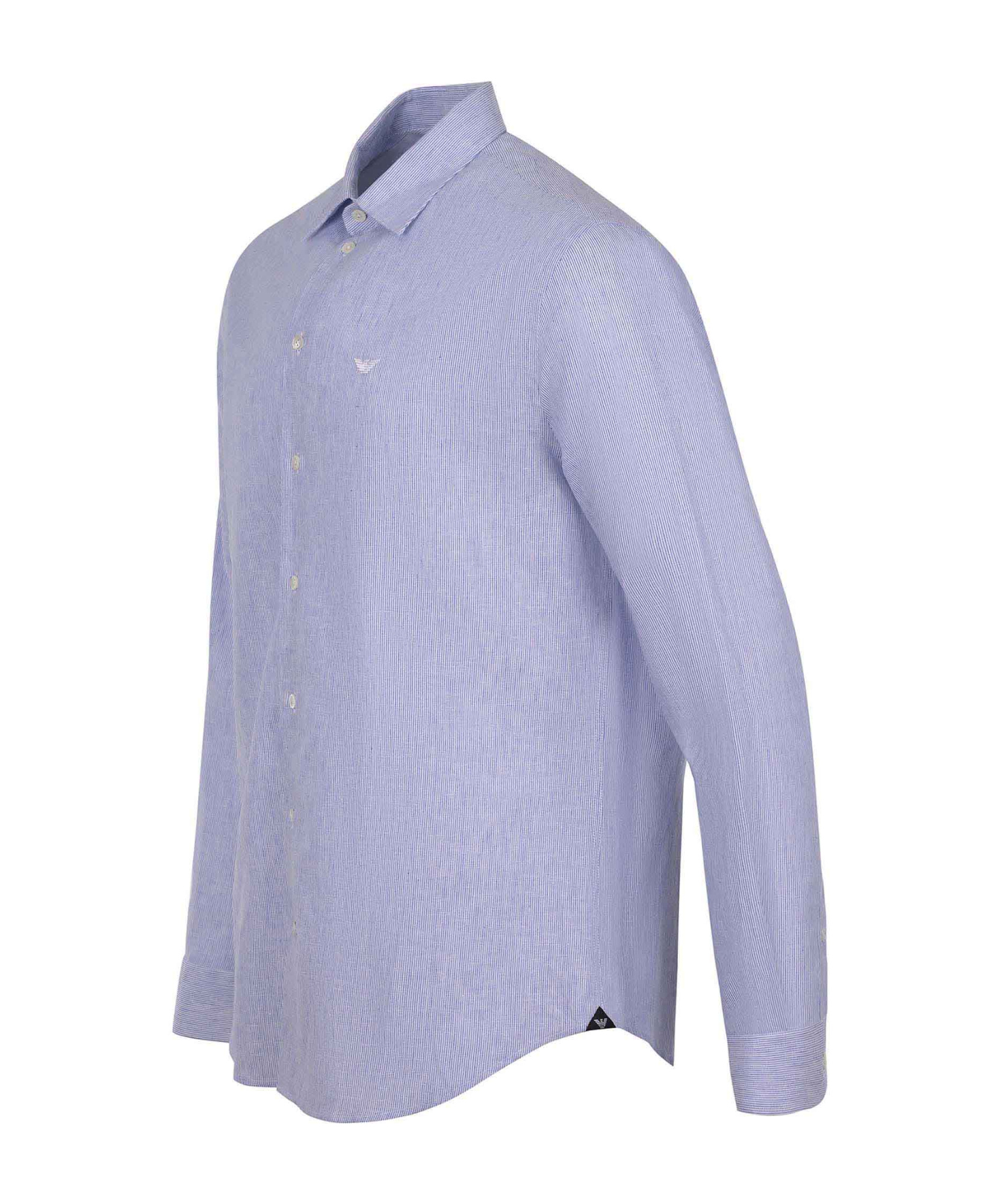 EMPORIO ARMANI EMPORIO ARMANI LOGO EMBROIDERED STRIPED SHIRT