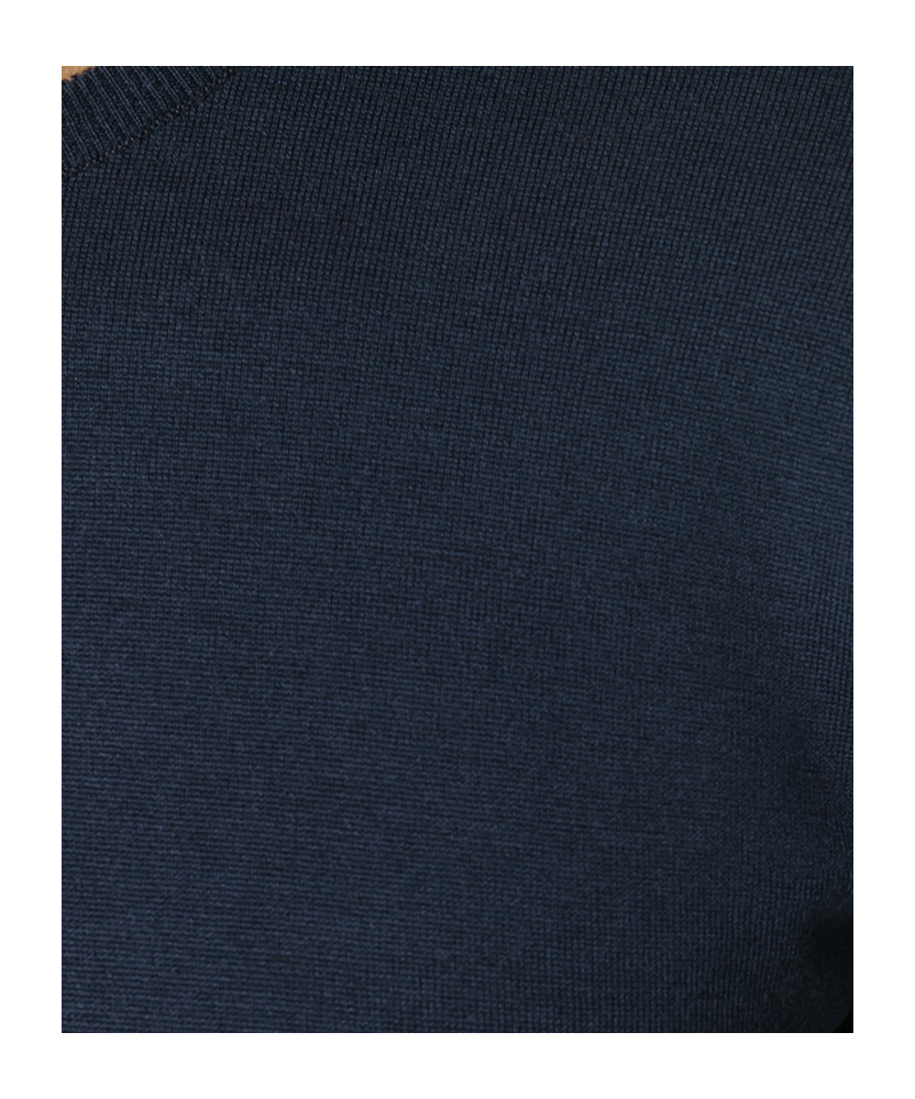 John Smedley Crew Neck Ribbed-knit Edge Sweatshirt In Blue