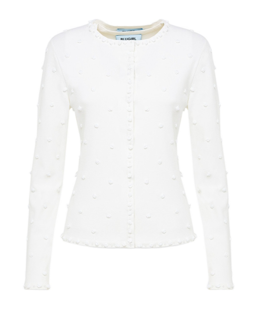 Shop Blugirl Floral-appliqué Tank Top And Cardigan Set In White