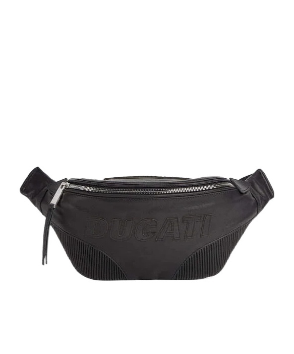 Dsquared2 X Ducati Embossed Zip Belt Bag In Black
