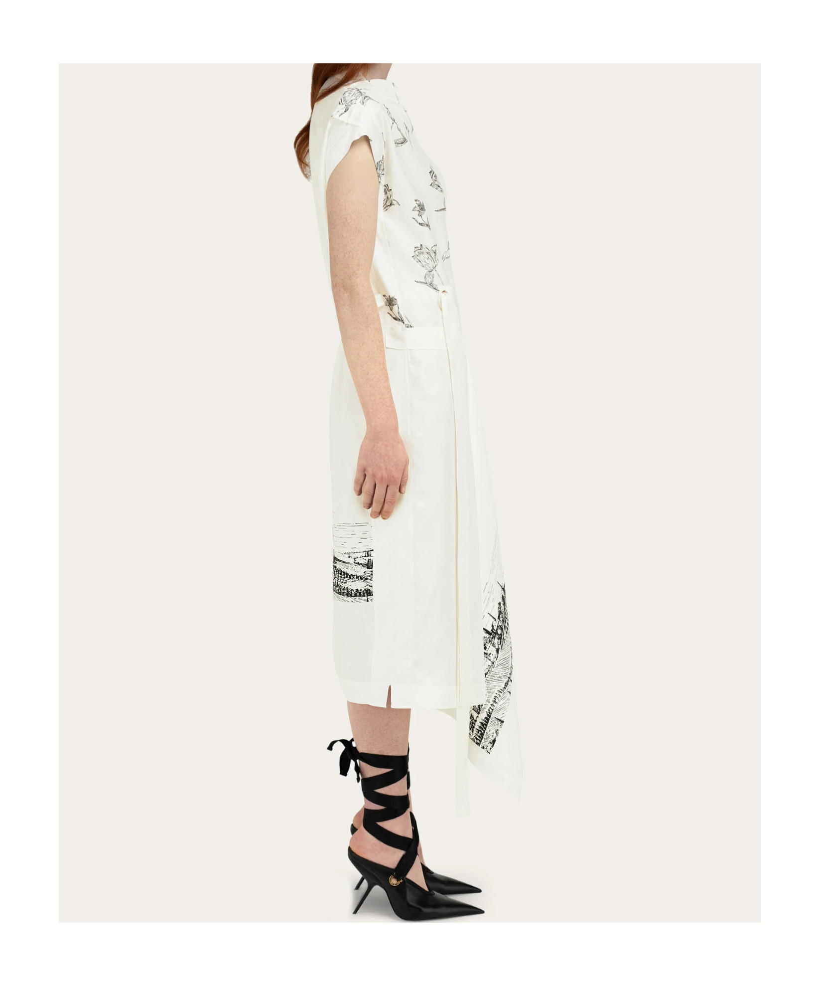 Ferragamo Floral-print Midi Dress In White