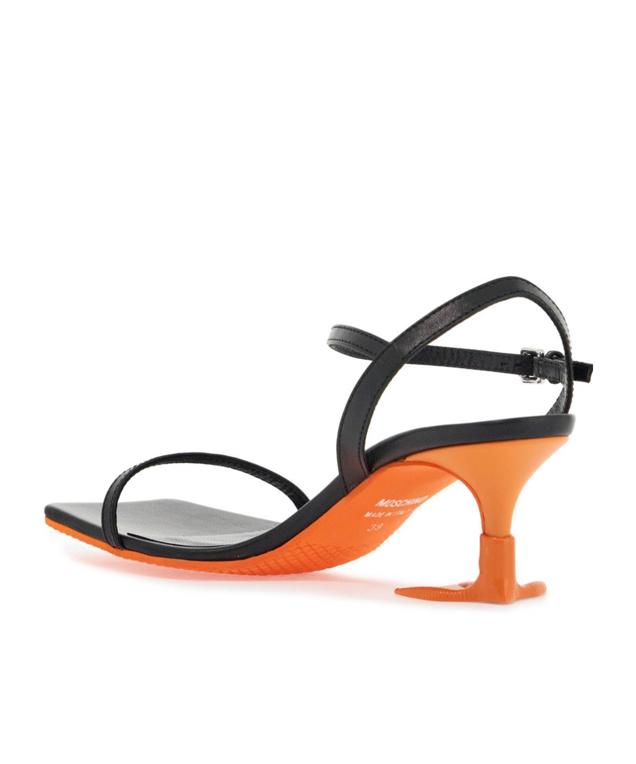 Moschino Square-headed High-heeled Sandals In Black