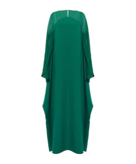 Safiyaa London Silk-trimmed Kaftan In Green