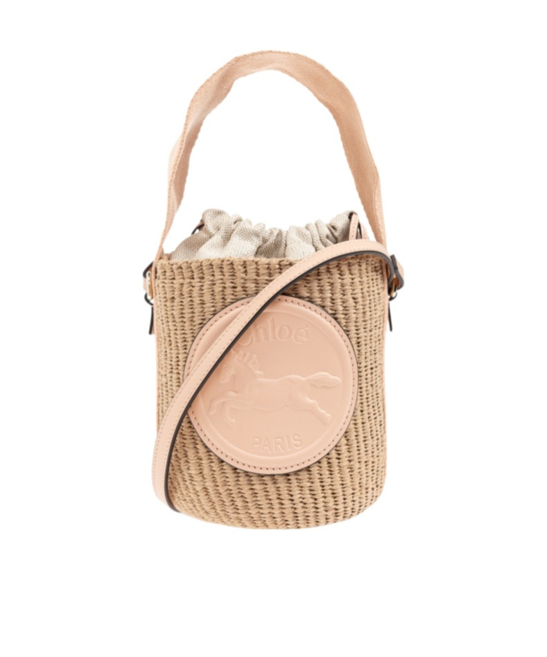 Chloé Pink Mini Horse Medal Basket Bag In Nude