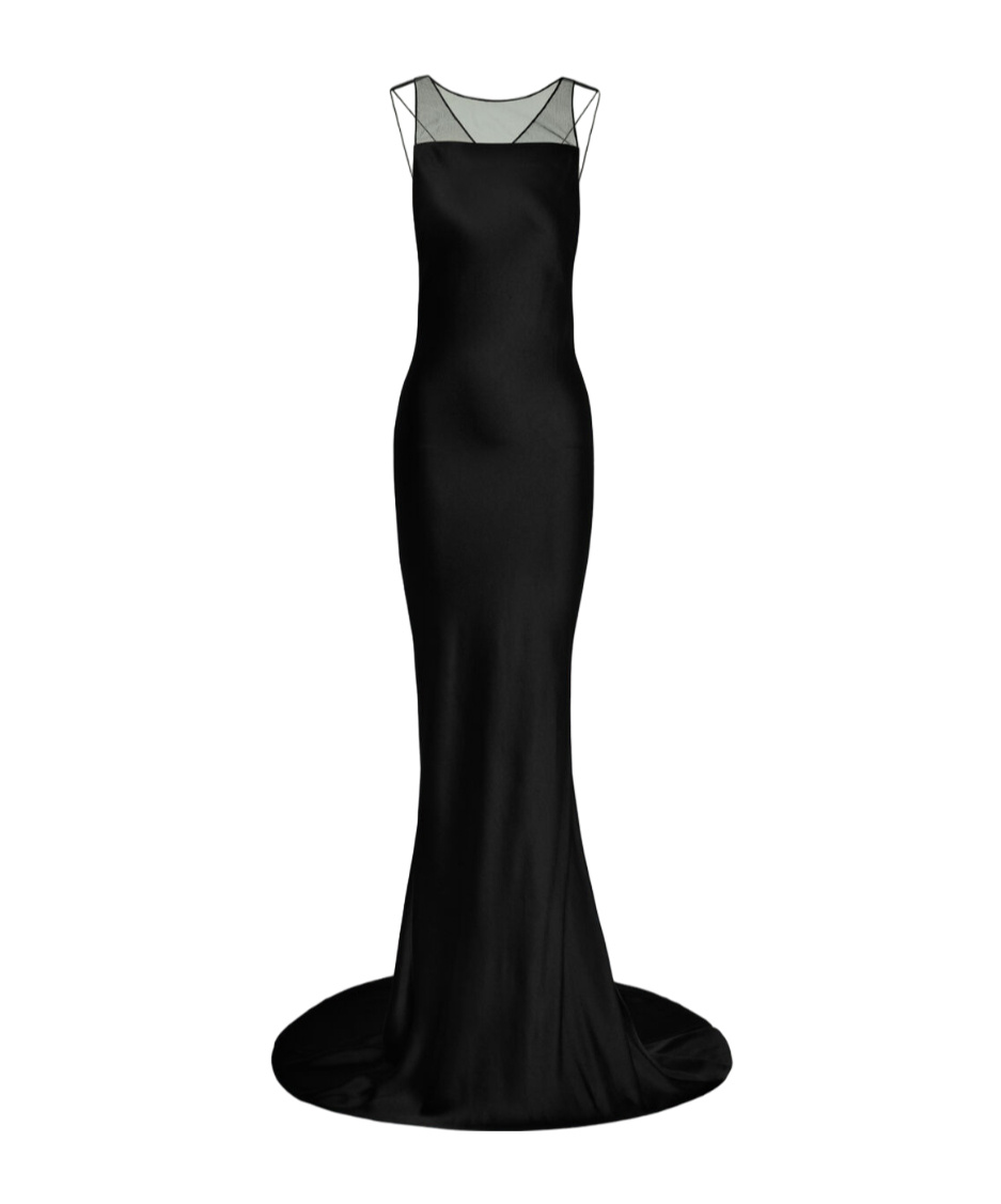 Maison Margiela Hammered Satin Gown Woman Black In Black