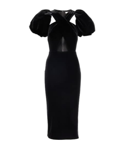 Christopher Kane Wrap Velvet Midi Dress In Black