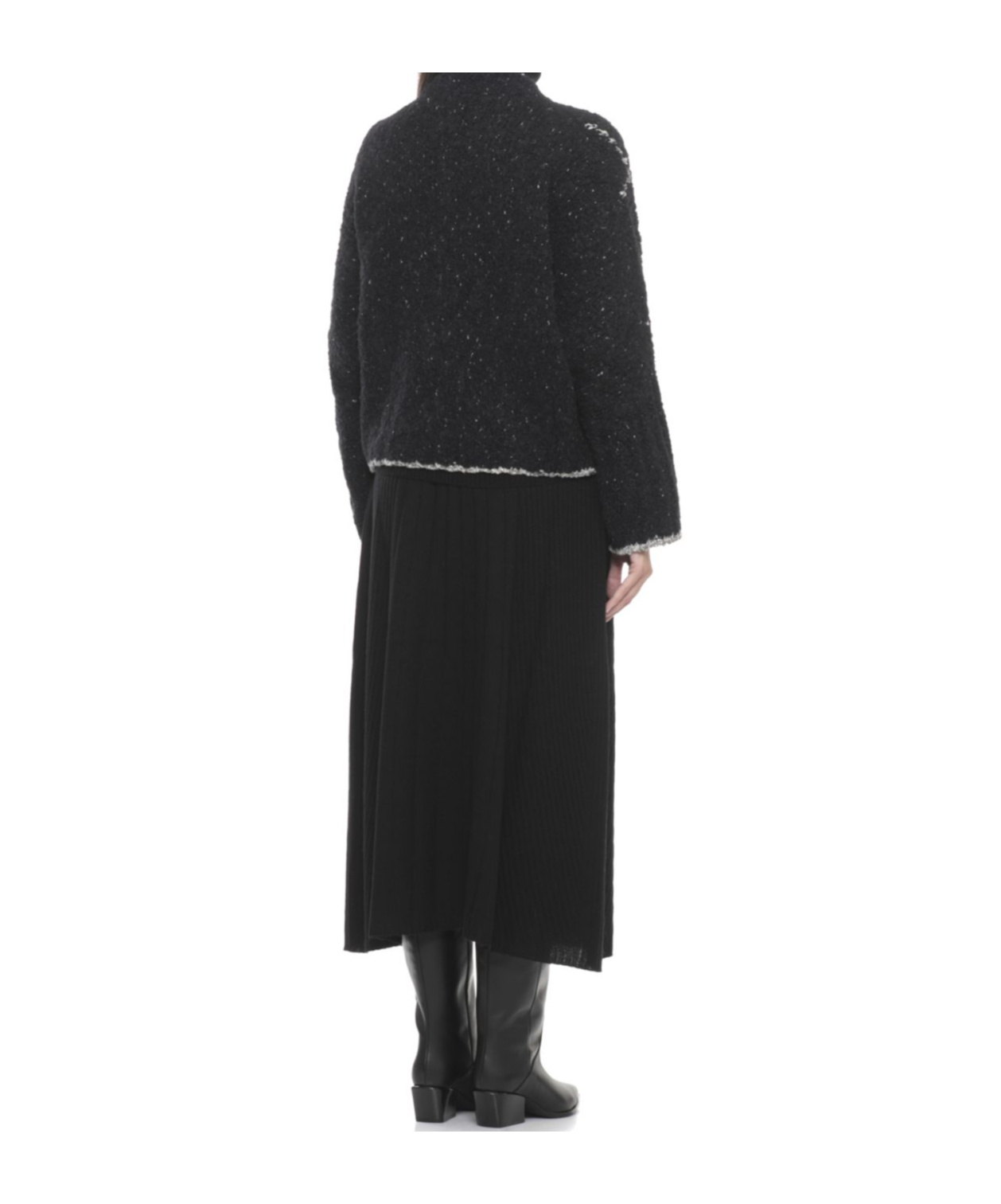 D Exterior Geometric Pattern Sweater In Black