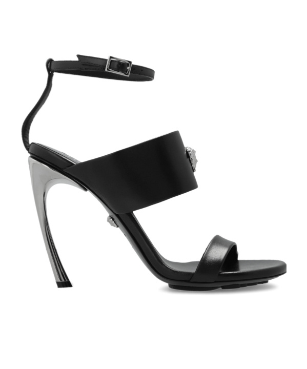 Versace Open Toe High Heel Sandals In Black