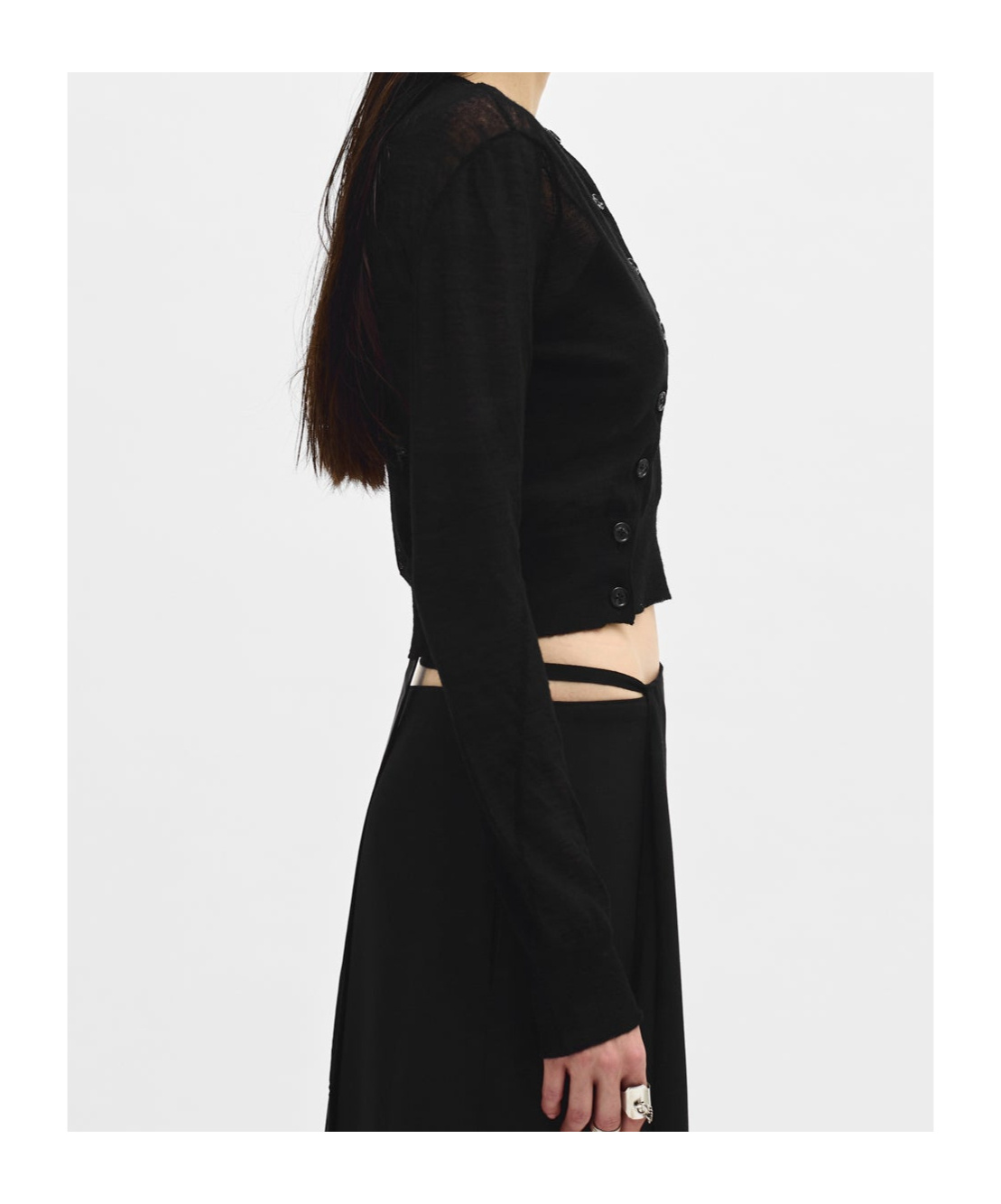 Ann Demeulemeester Magga Cropped Twisted Cardigan In Black