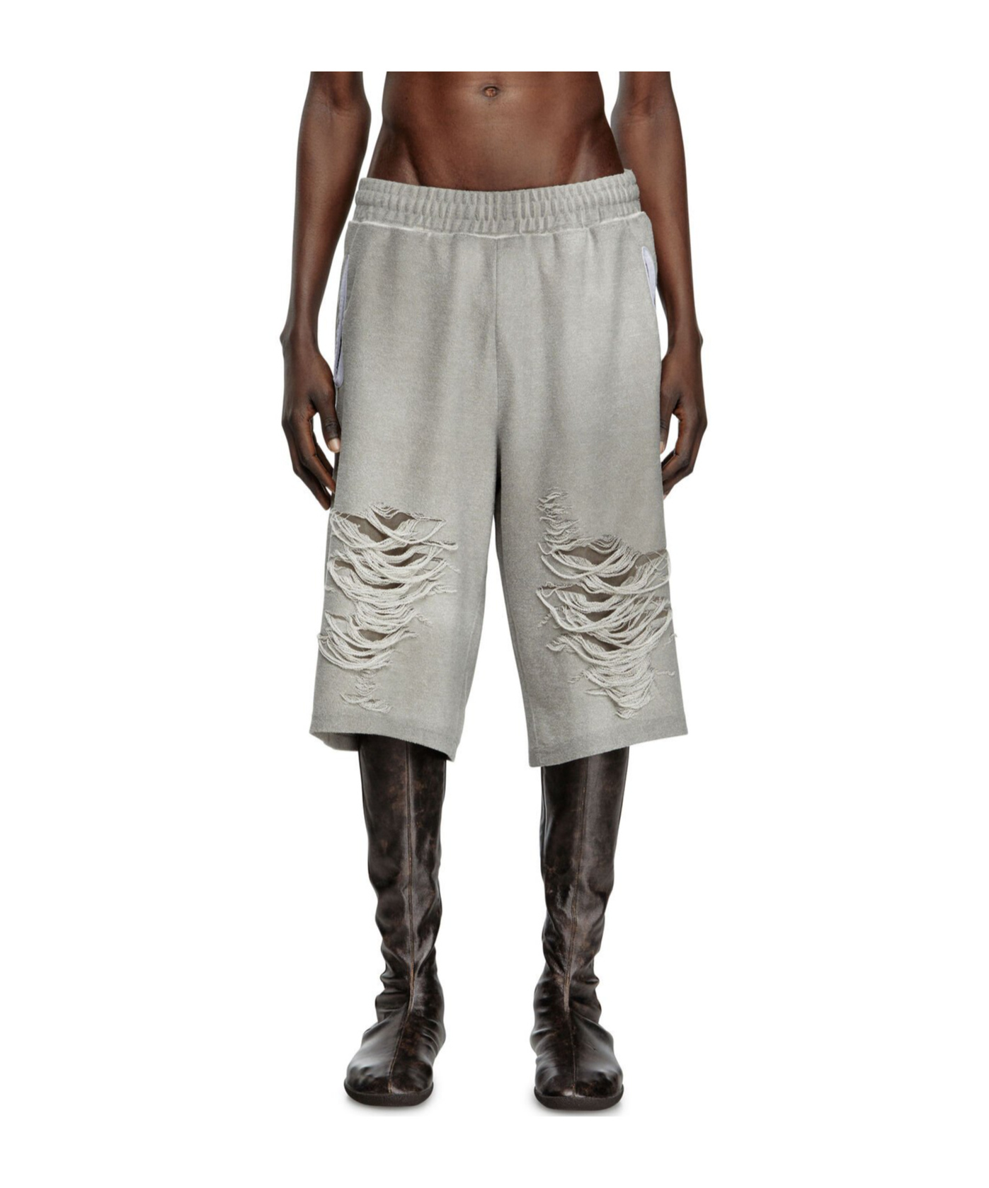 Diesel Shorts With Distressed Knees In Grey