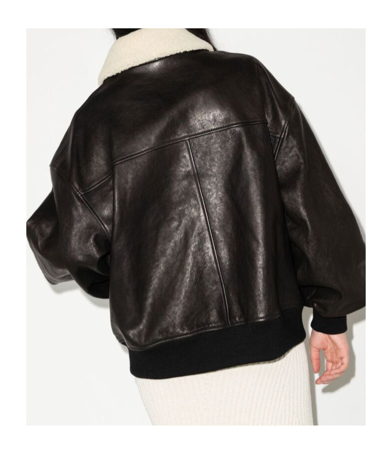 Khaite Lapel Leather Jacket In Black