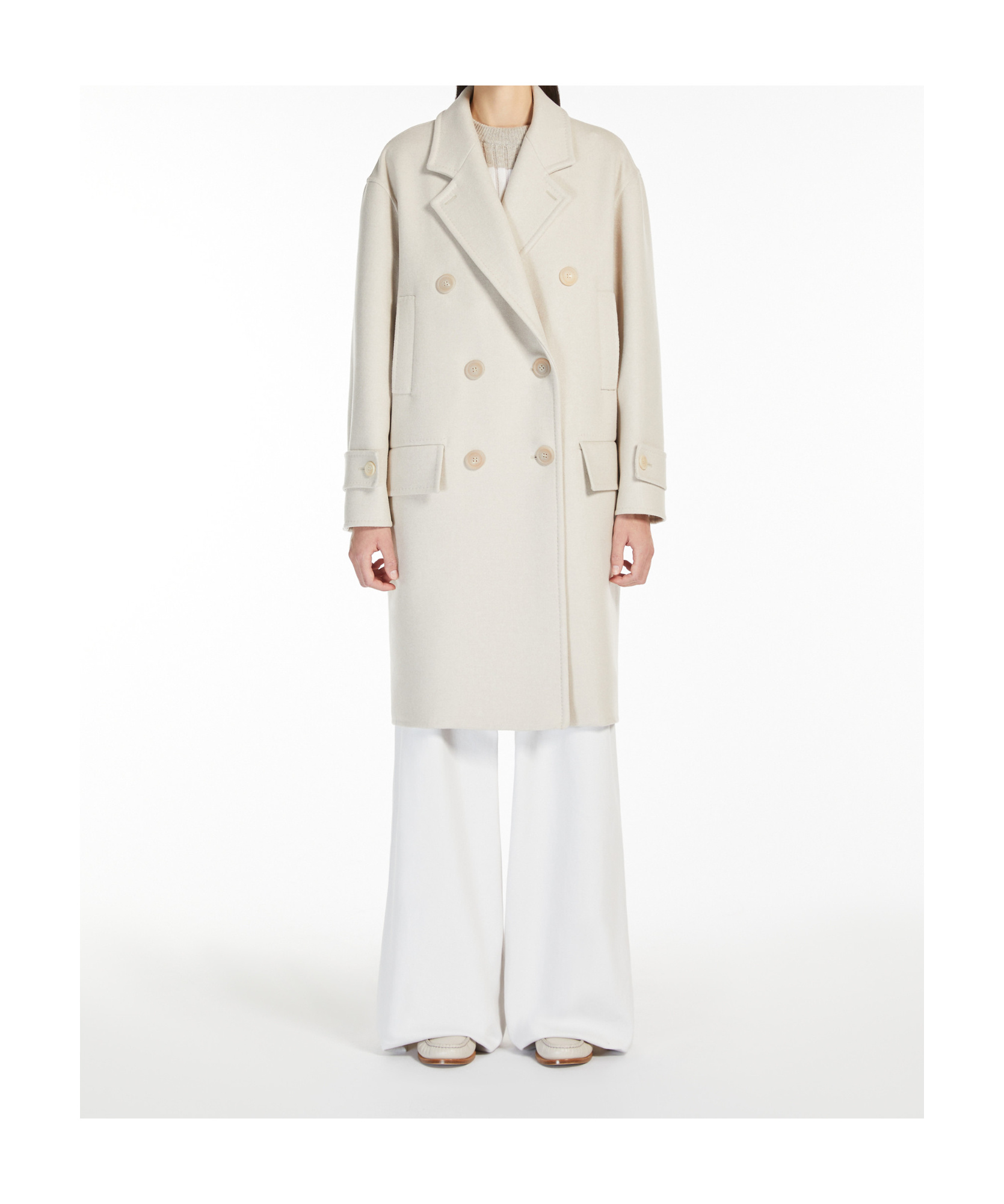 Max Mara Long-sleeved Coat In White