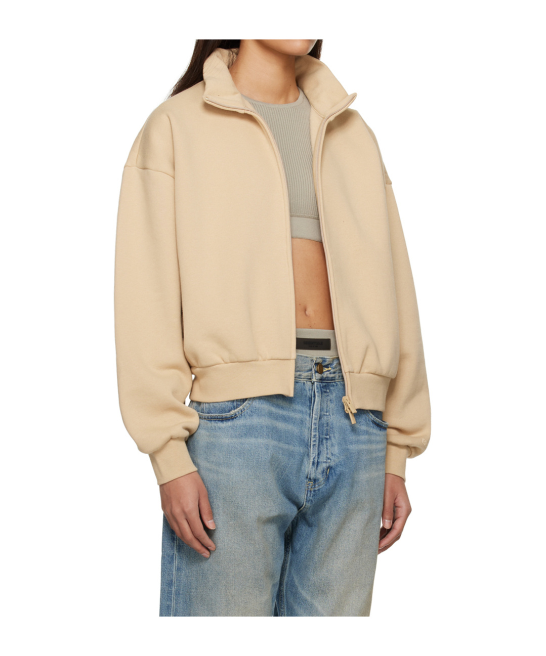 Essentials Fullzip Cotton-blend Jacket In Brown