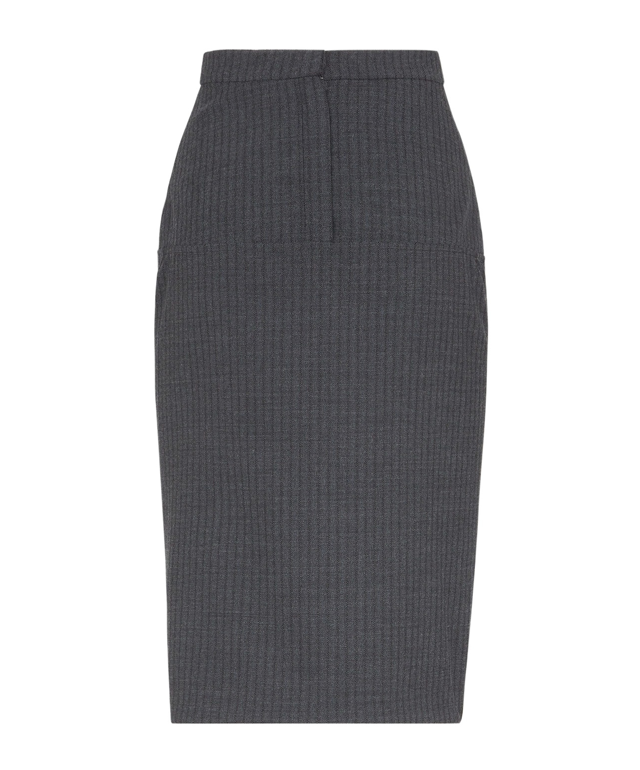 Fendi Women's Anthracite Gray Striped Midi Skirt In Black