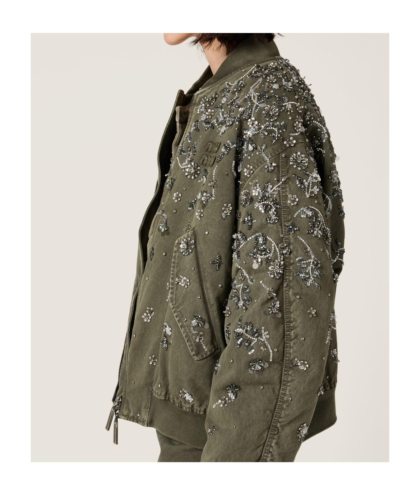 Miu Miu Long-sleeved Pilot Jacket In Green