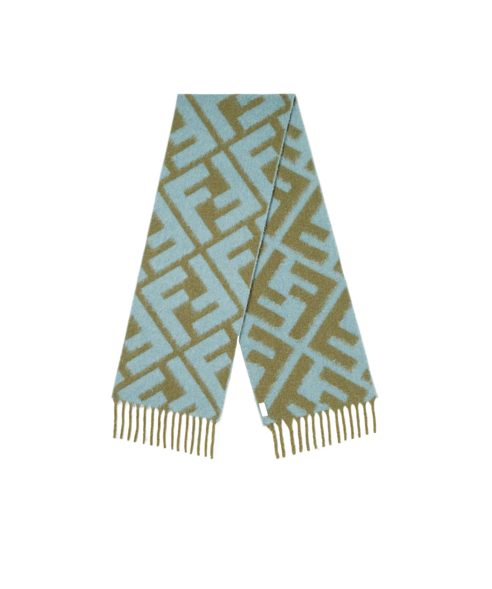 Fendi Green Ff Alpaca And Wool Scarf In Green