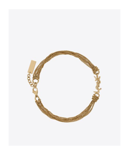 Saint Laurent Cassandre Metal Tassel Bracelet In Yellow