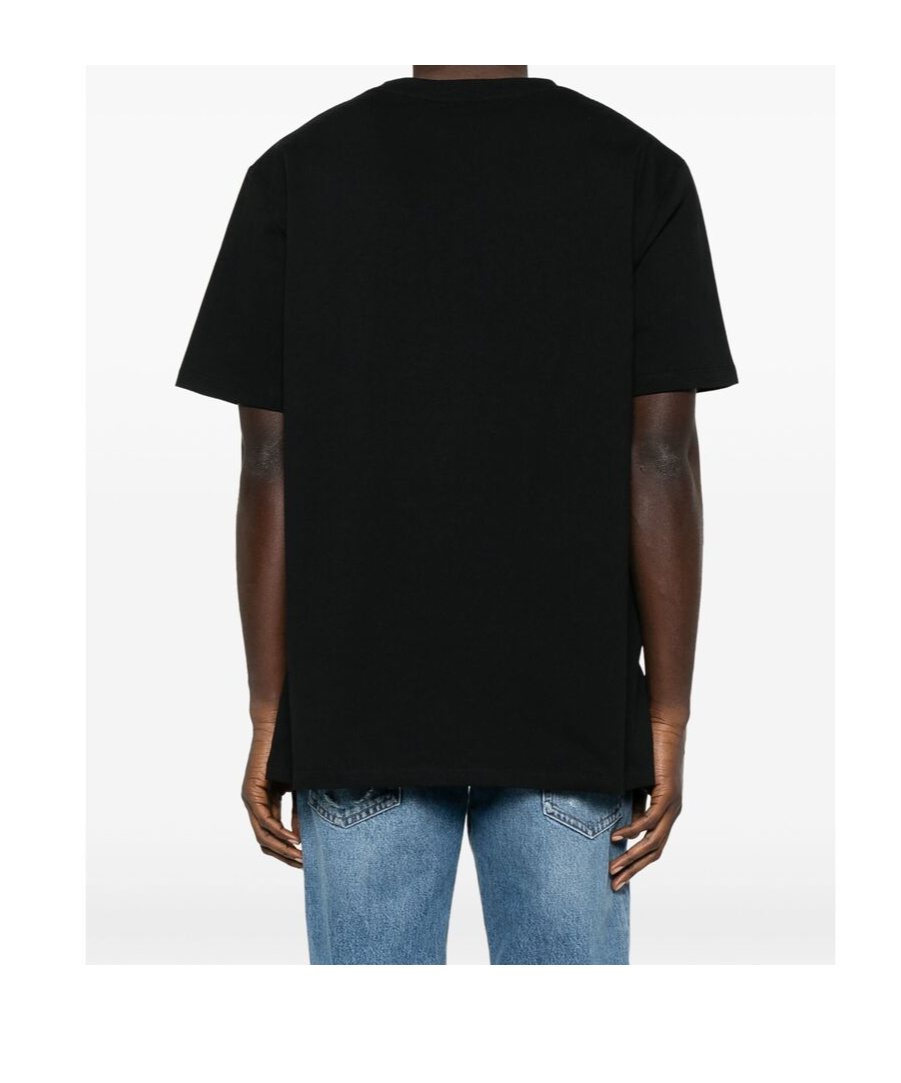 Balmain Men Black T-shirt With Logo Lettering On The Front In Cotton Man In Black