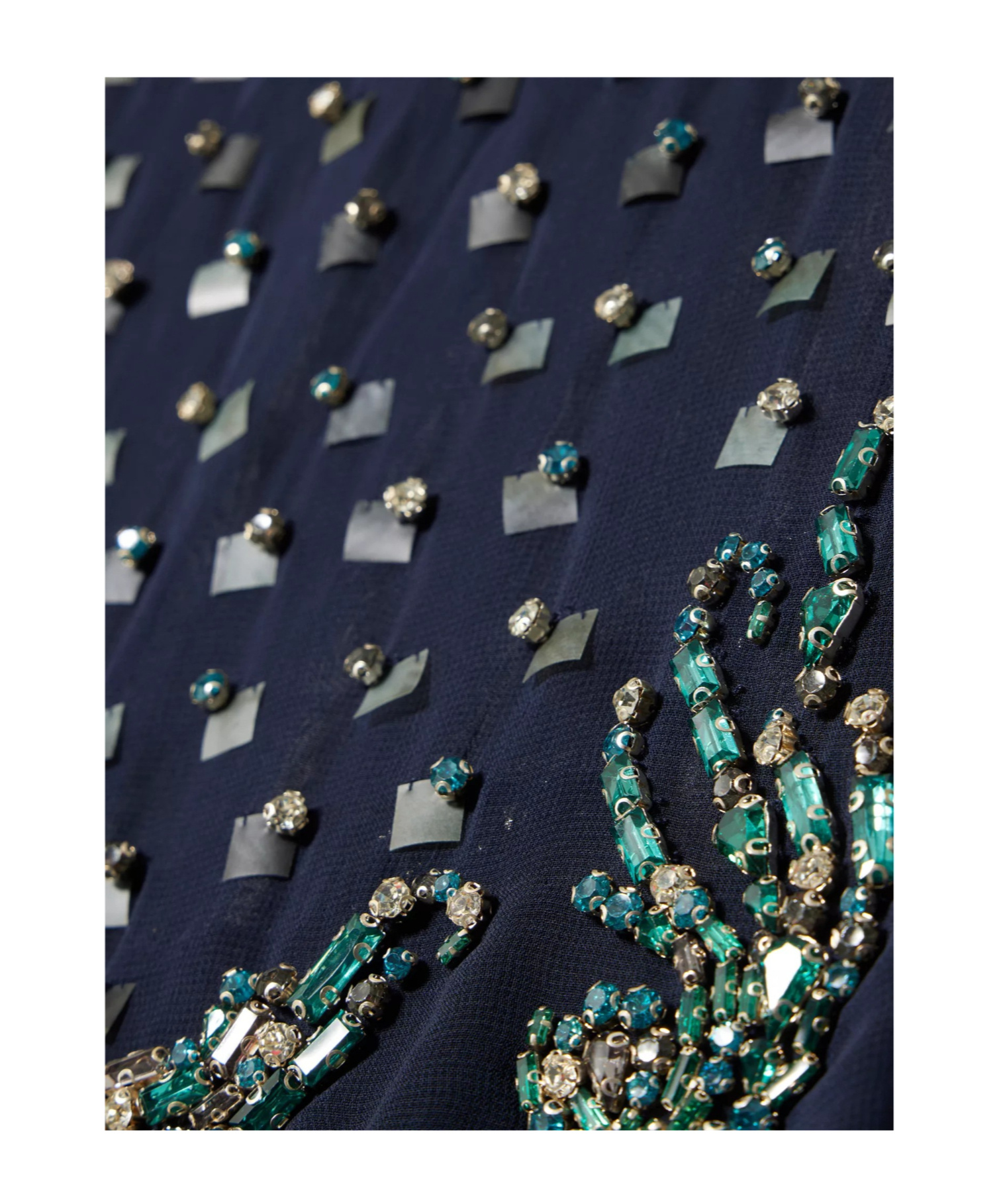 Dries Van Noten Women Blue Georgette Jewel Embellished Midi Skirt In Black