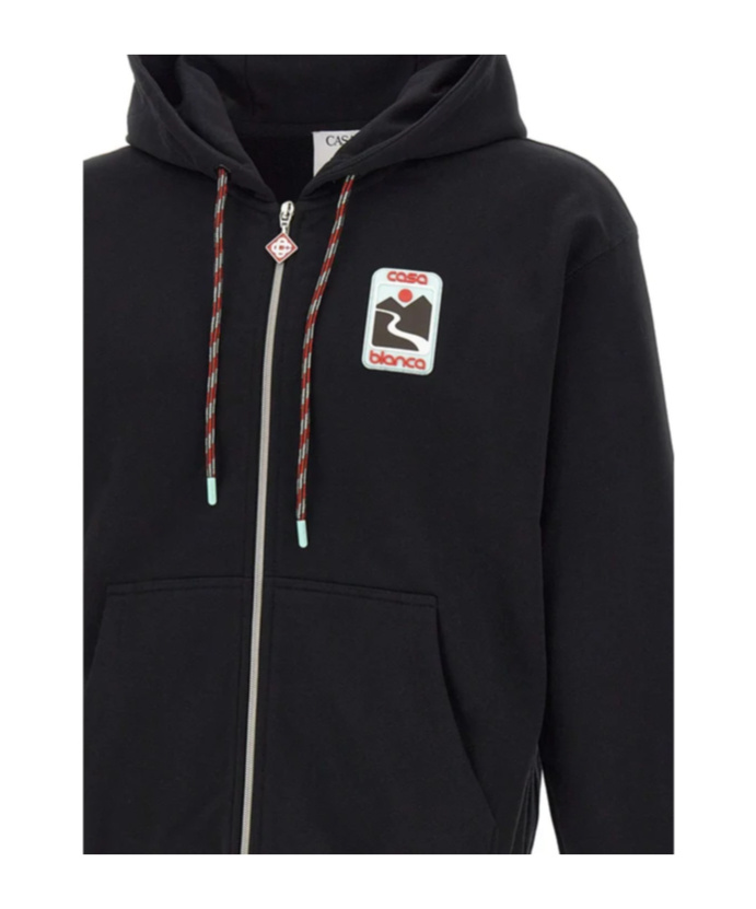 Casablanca Drawstring Hooded Sweatshirt In Black