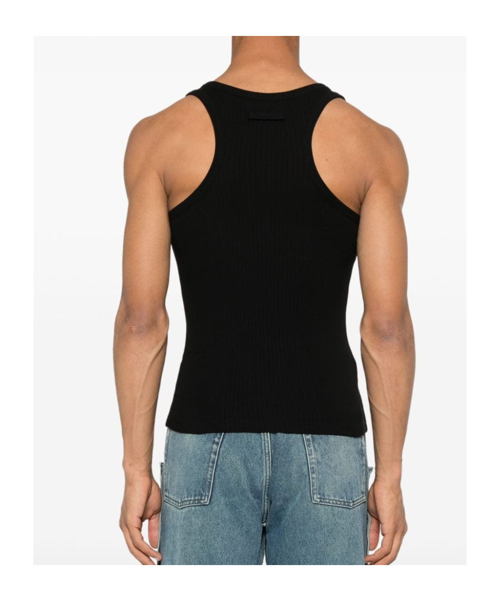 Shop Jean Paul Gaultier Ribbed-knit Cotton Tank Top In Black