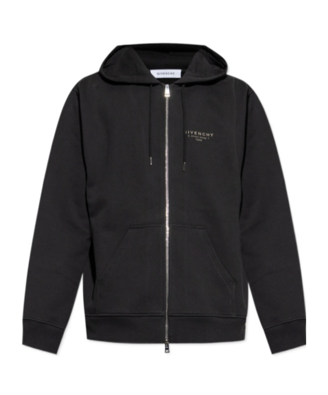 Givenchy Relaxed-fit Black Zip-up Hoodie With Drawstring Hood In Black