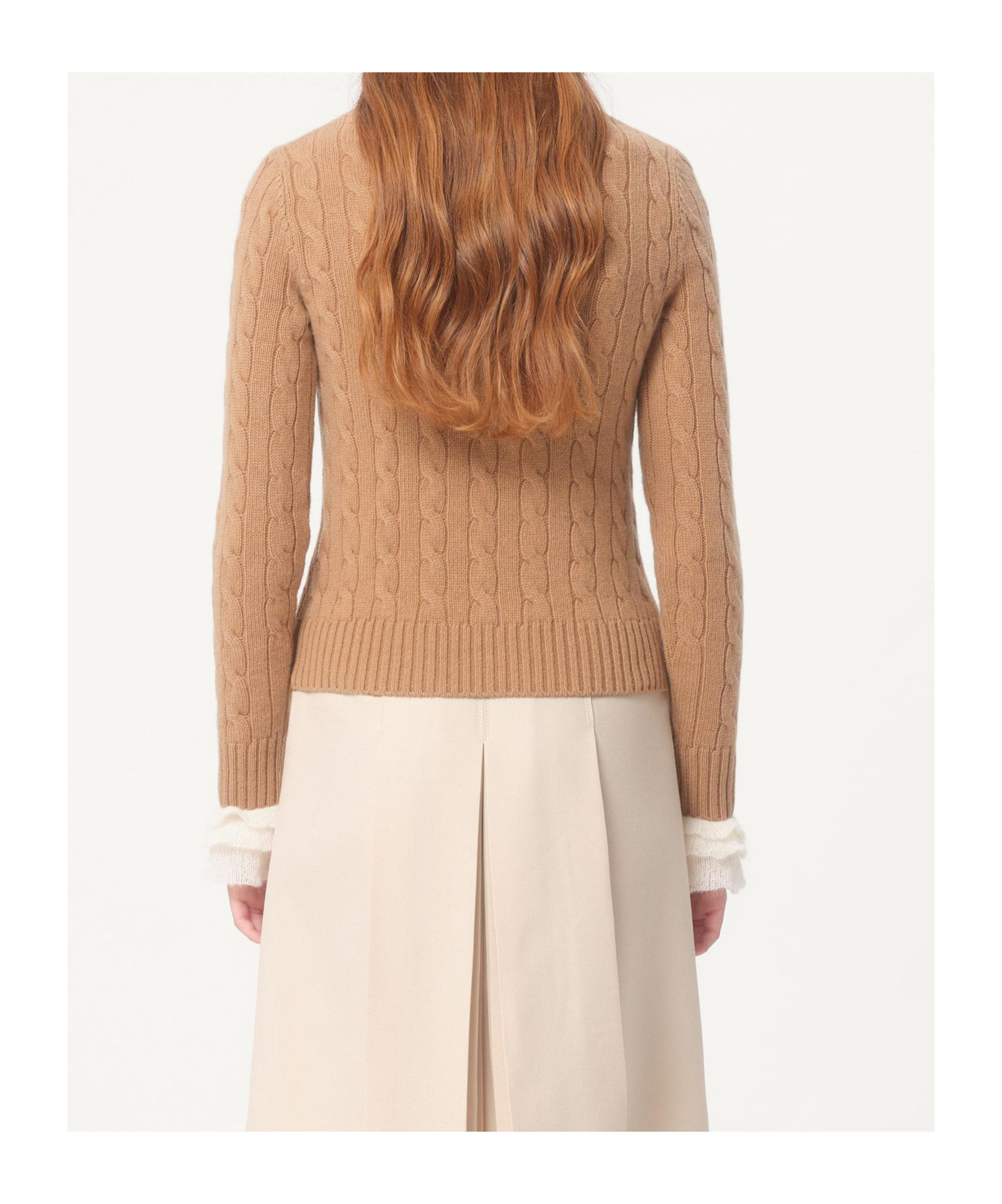 Valentino Pull En Cachemire Femme Camel/ivoire Xs In Camel/ivory