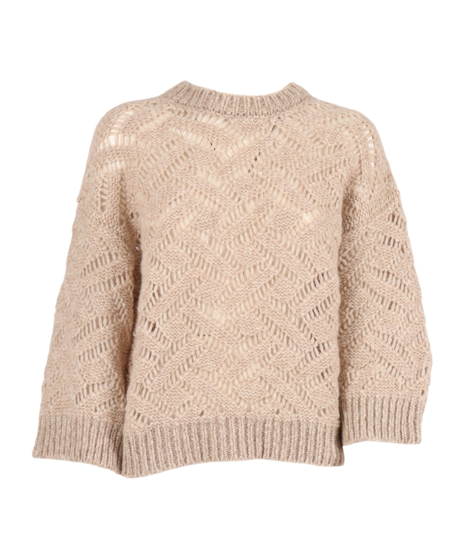 Peserico Textured Zigzag Knit Sweater With Metallic Thread In Neutral