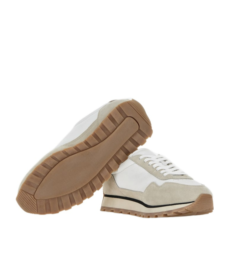 Hogan Leather Sneakers With Round Toe And Ridged Rubber Sole In Nude