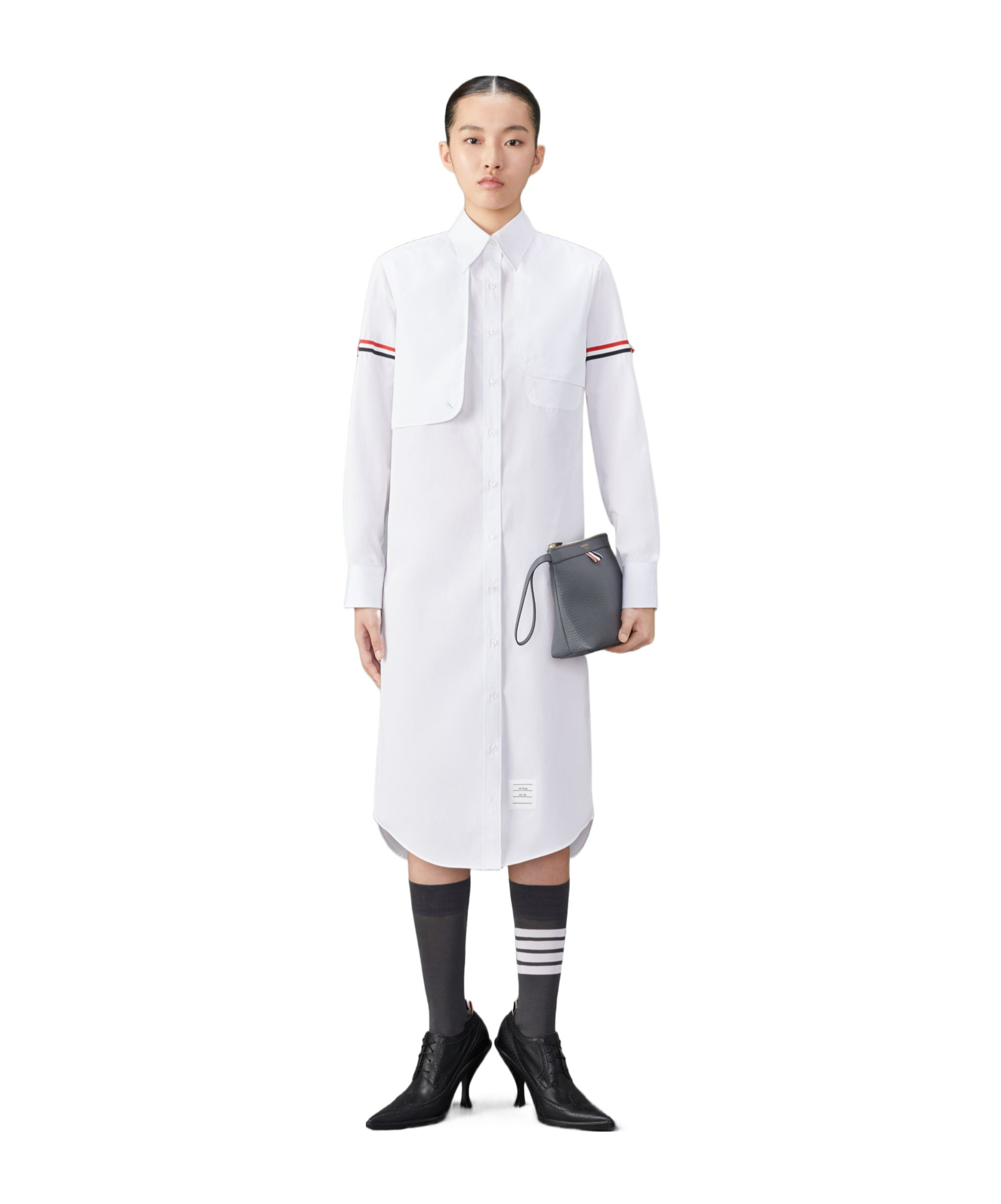 Thom Browne Rwb-stripe Cotton Shirt Dress - Women's - Cotton In White