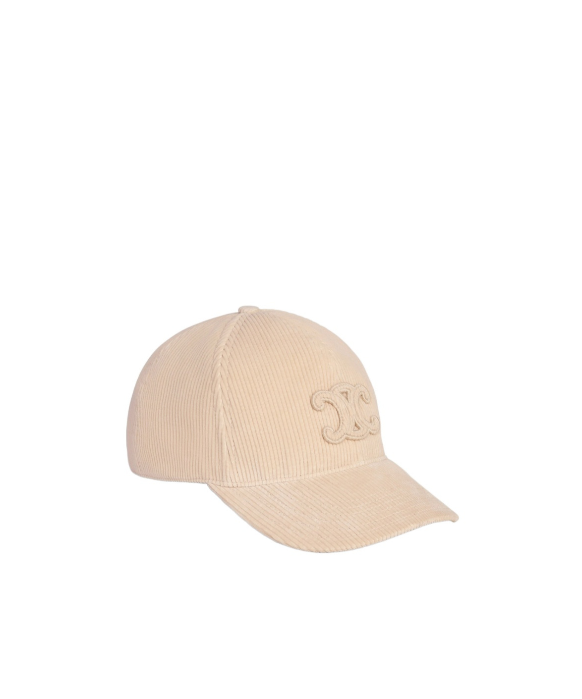 Celine Triomphe Corduroy Baseball Cap In Nude