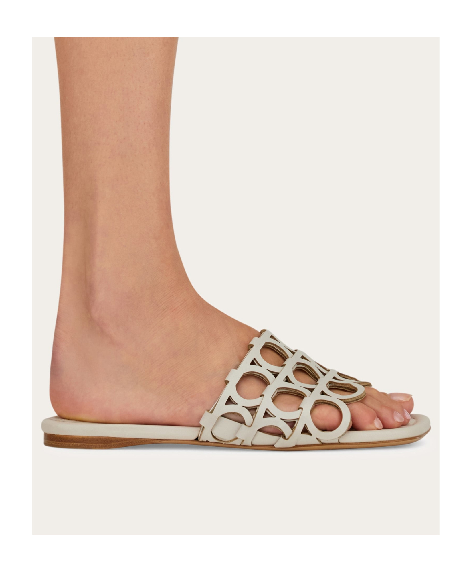 Ferragamo Hollow Sandals In Neutral