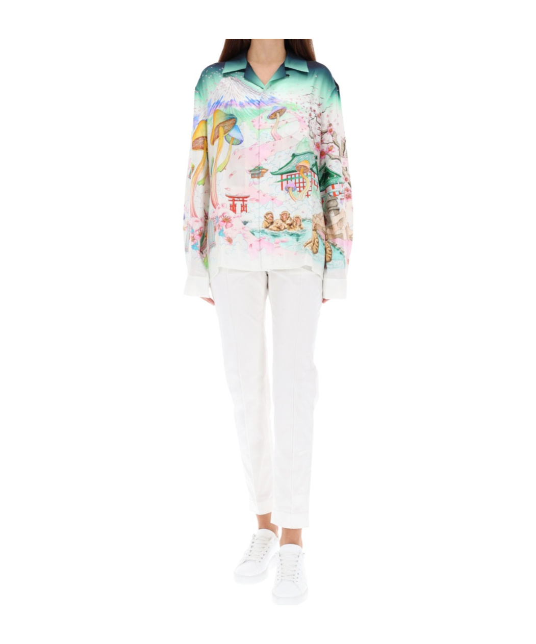 Casablanca Floral Design Long Sleeve Shirt In Green
