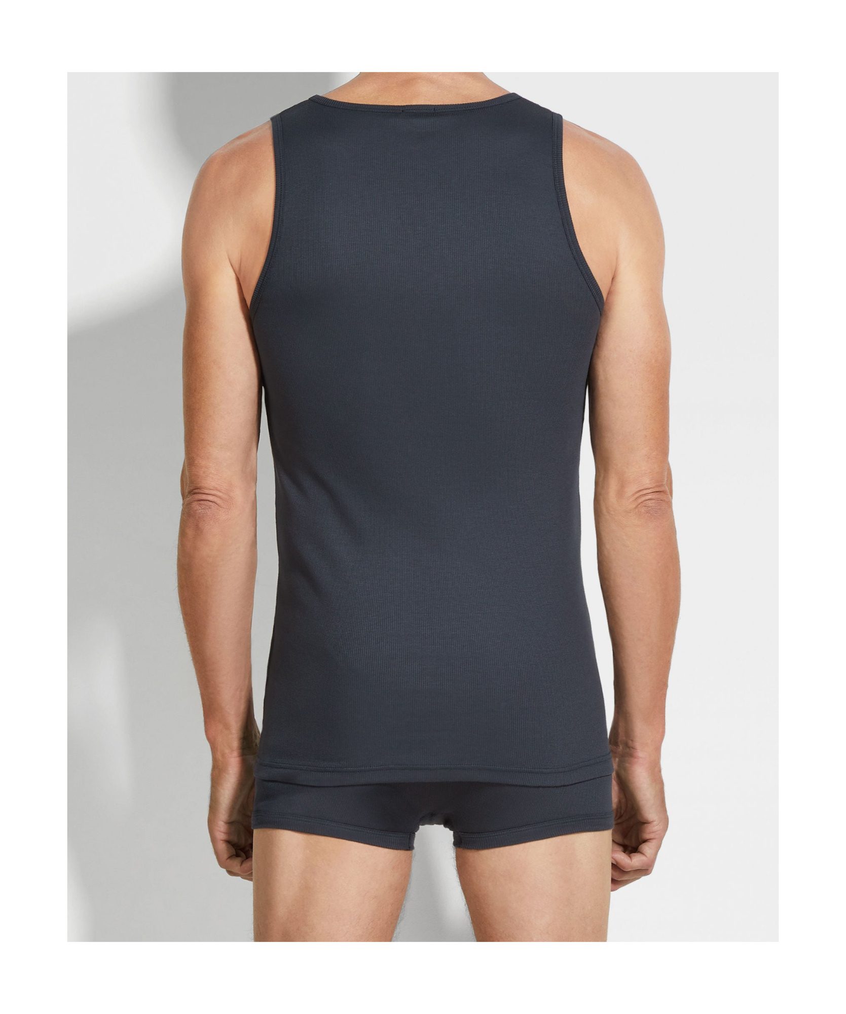 Zegna Blue Cotton Blend Tank Top In Blue