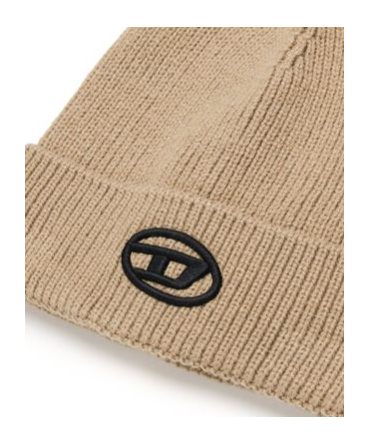 DIESEL LOGO-EMBROIDERED RIBBED-KNIT BEANIE