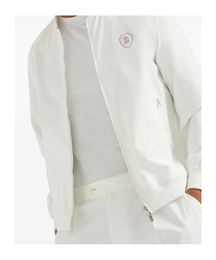 Brunello Cucinelli Nylon Sweatshirt With Logo And Zipper In Gray