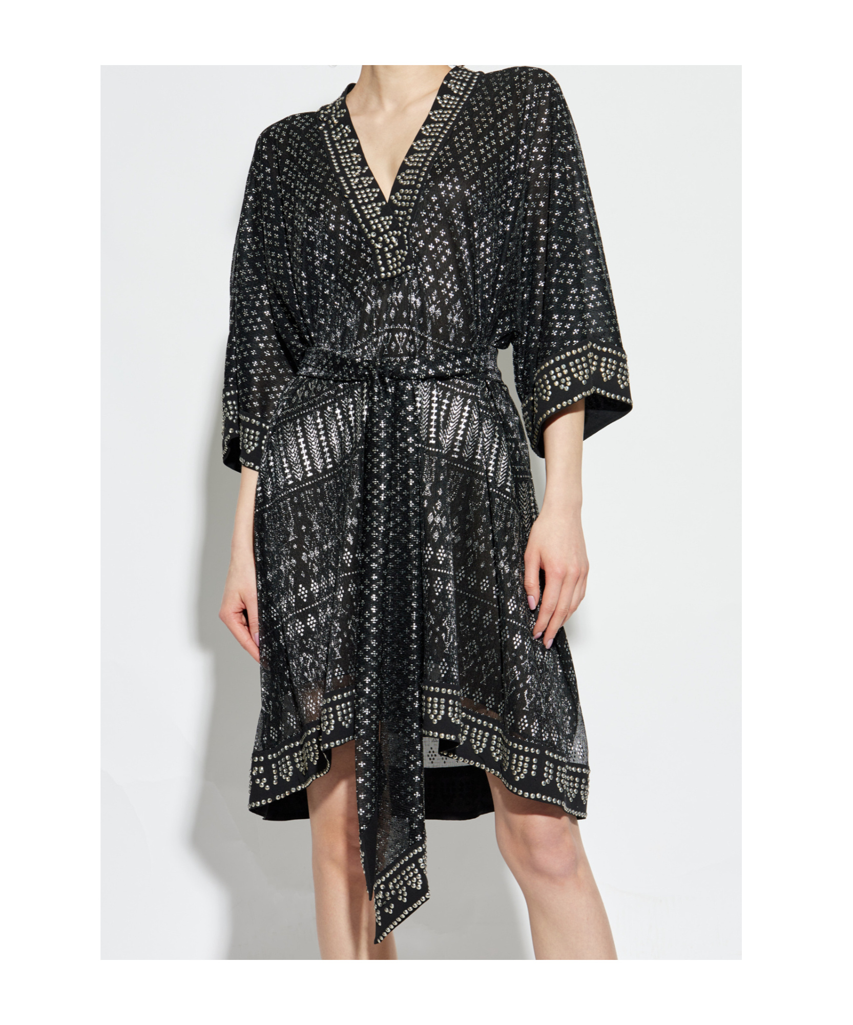 Isabel Marant Dress 'nawel' V-neckline Belted Waist In Black