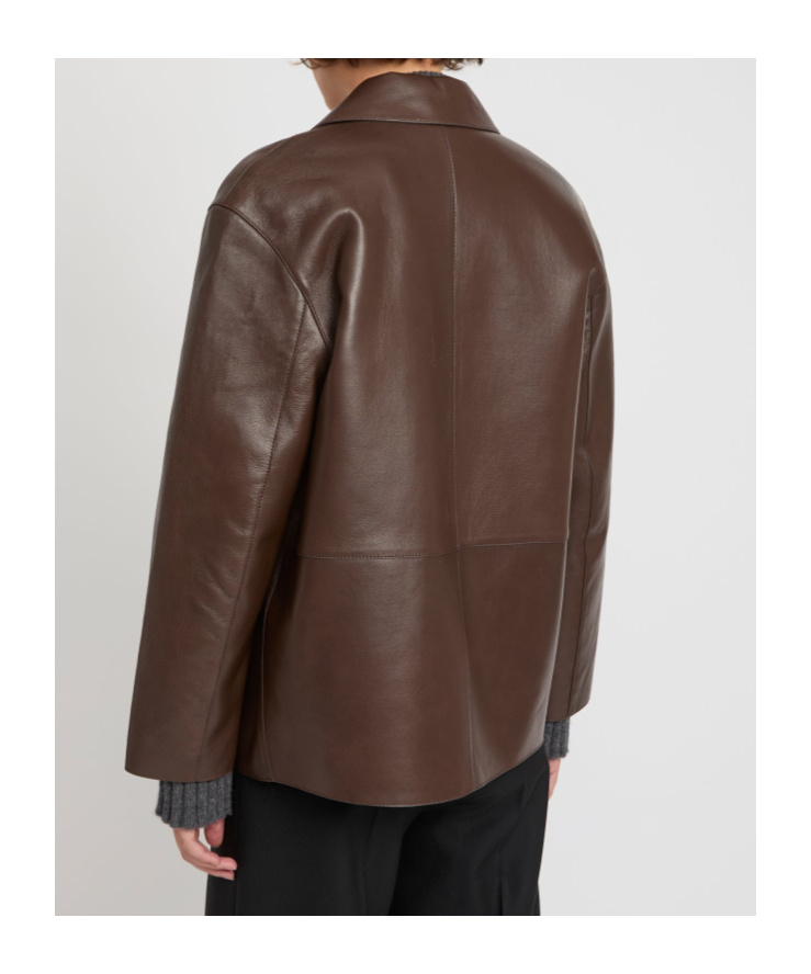 Yves Salomon Woollen Bonded Leather Jacket In Brown