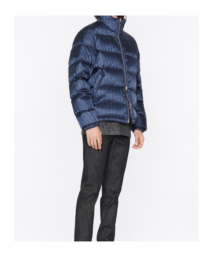 Dior Long-sleeved Quilted Down Jacket In Blue
