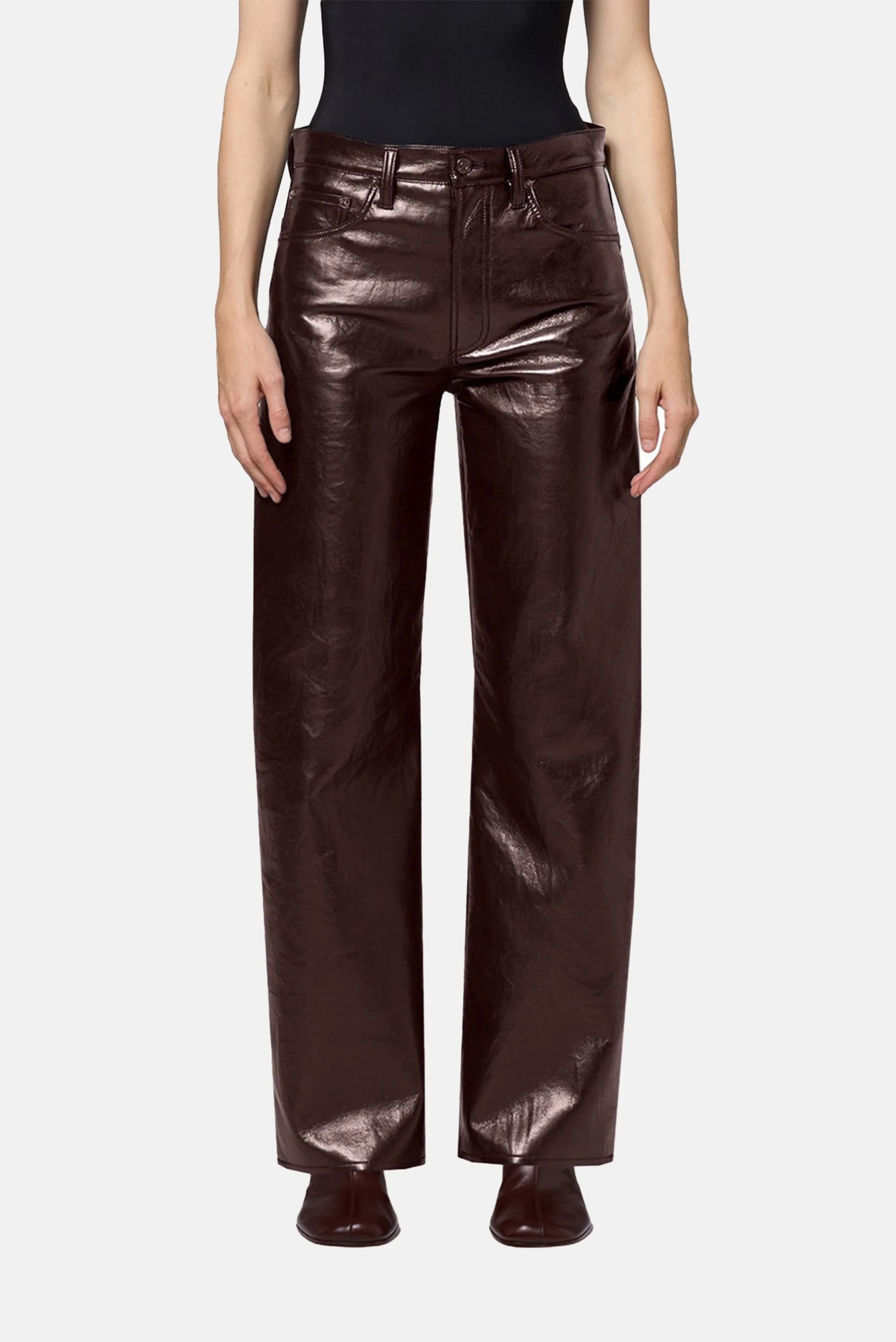 Agolde Curved-leg Wide-leg Jeans In Deep Red