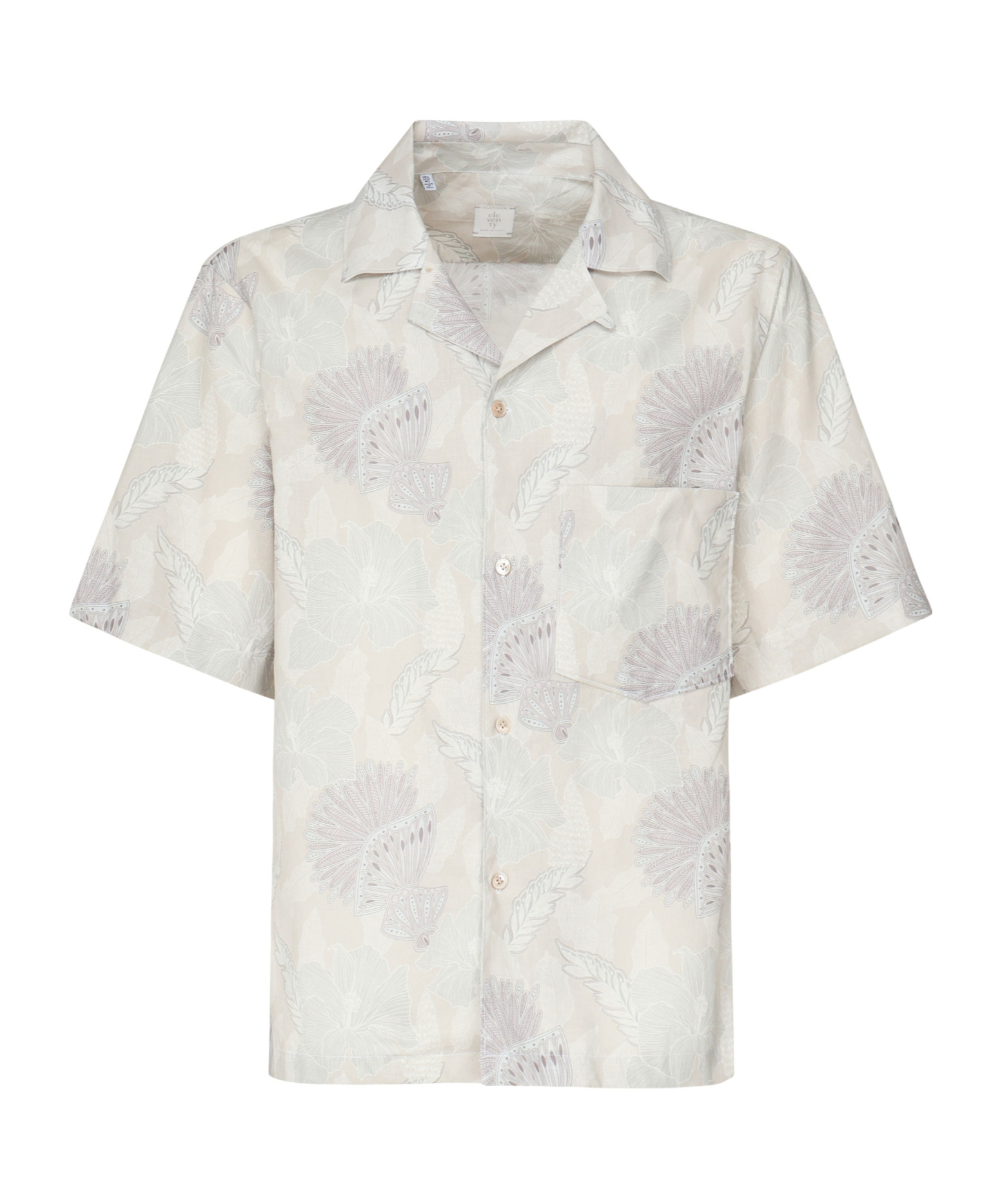 Eleventy Mens Sabbia E Malva Flower-print Camp-collar Linen And Cotton Shirt In Neutral