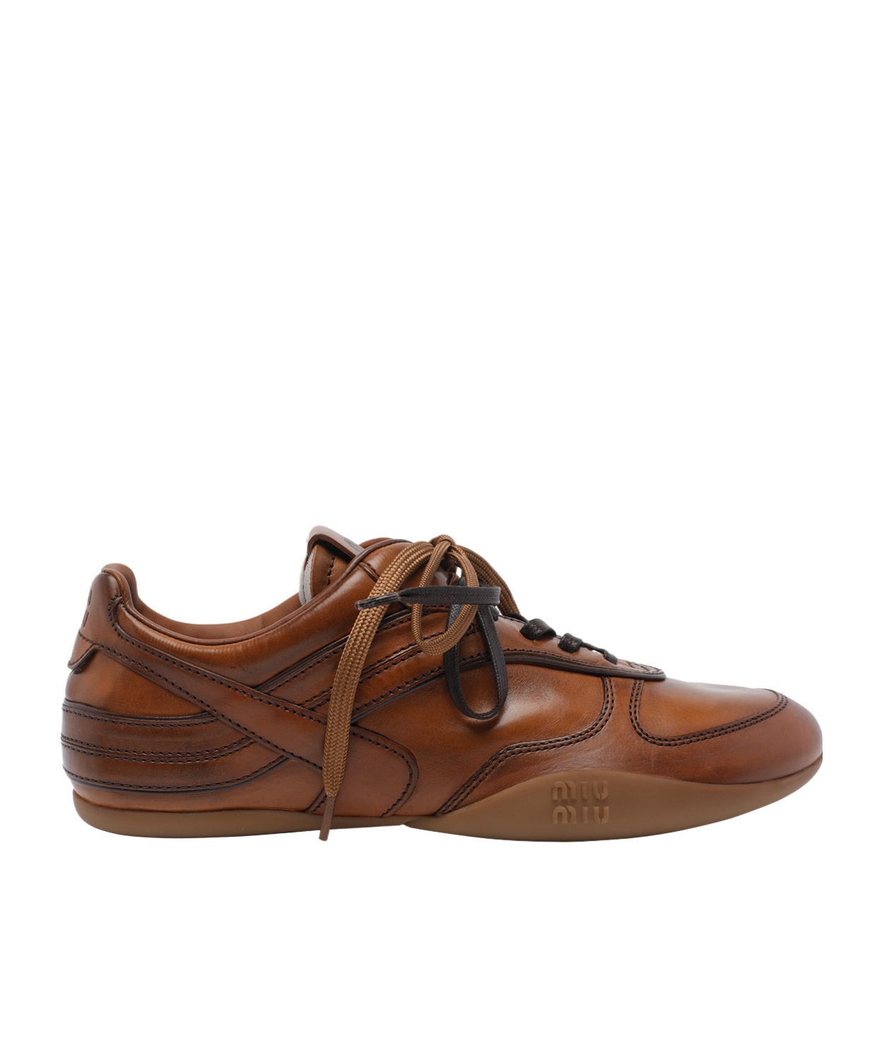 Miu Miu Round-toe Flat Shoes In Brown