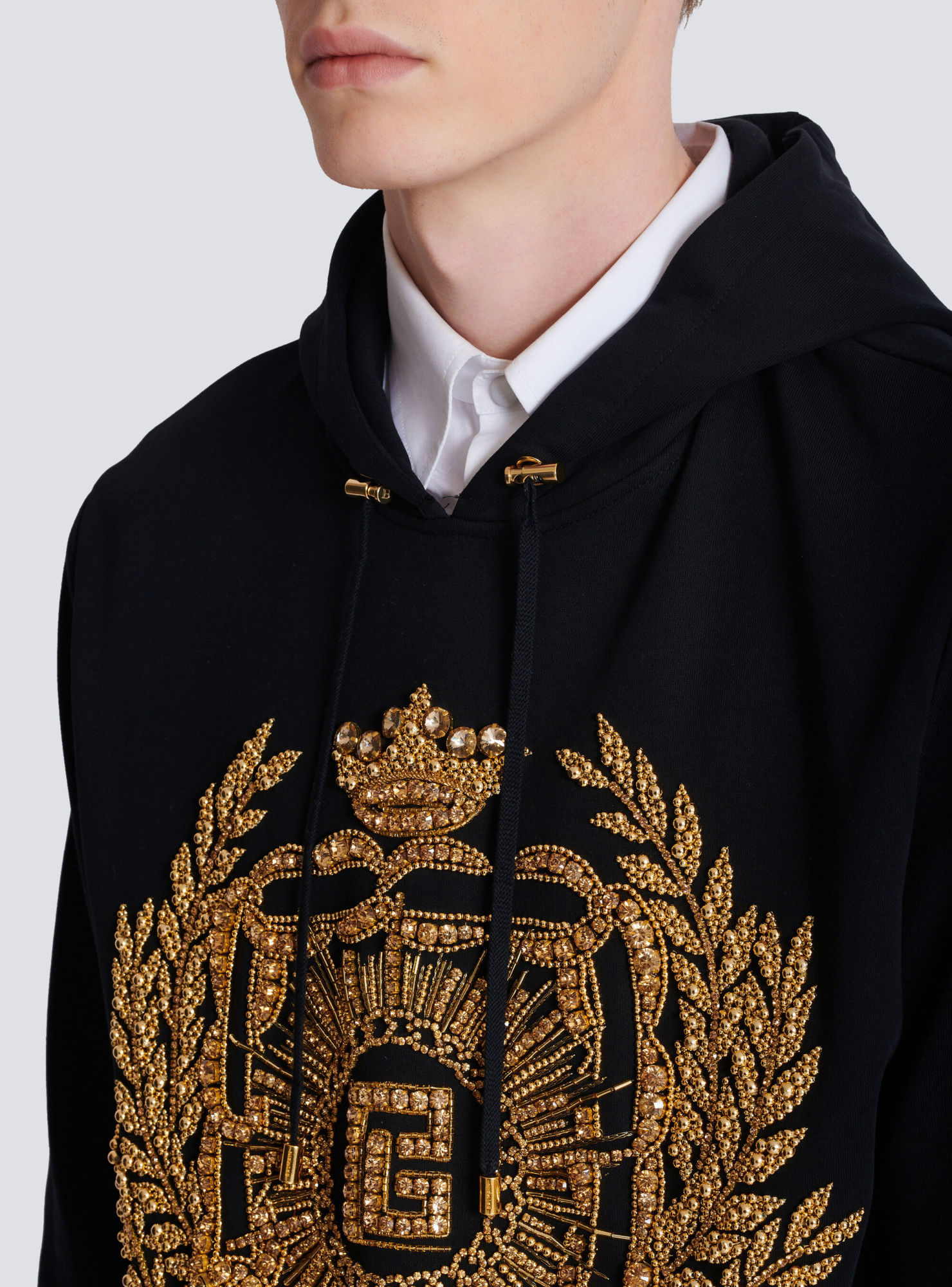 Balmain Embroidered Hoodie In Black