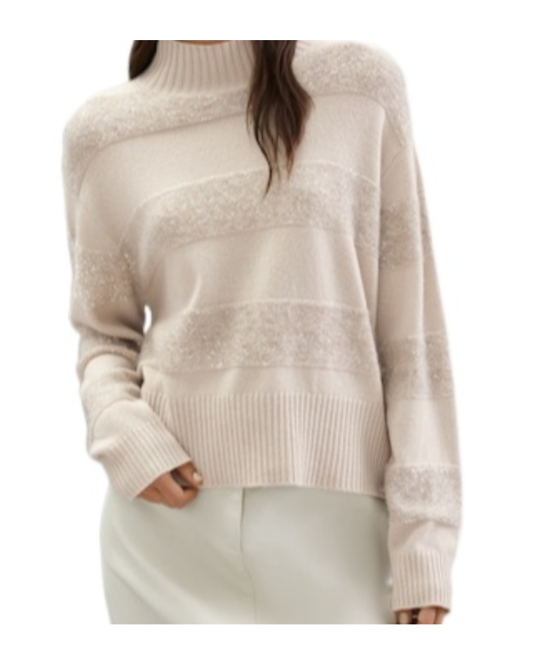 Brunello Cucinelli Long Sleeve Turtle Neck Sweater In White