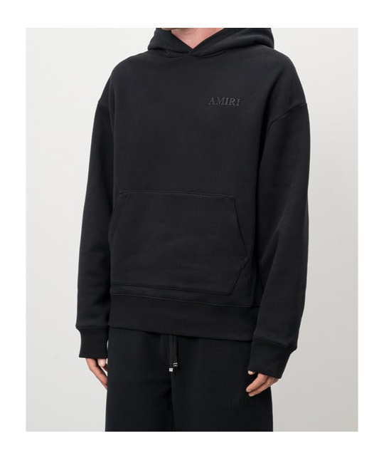 Amiri Black Hoodie With Fixed Hood And Logo Lettering On Front And Rear