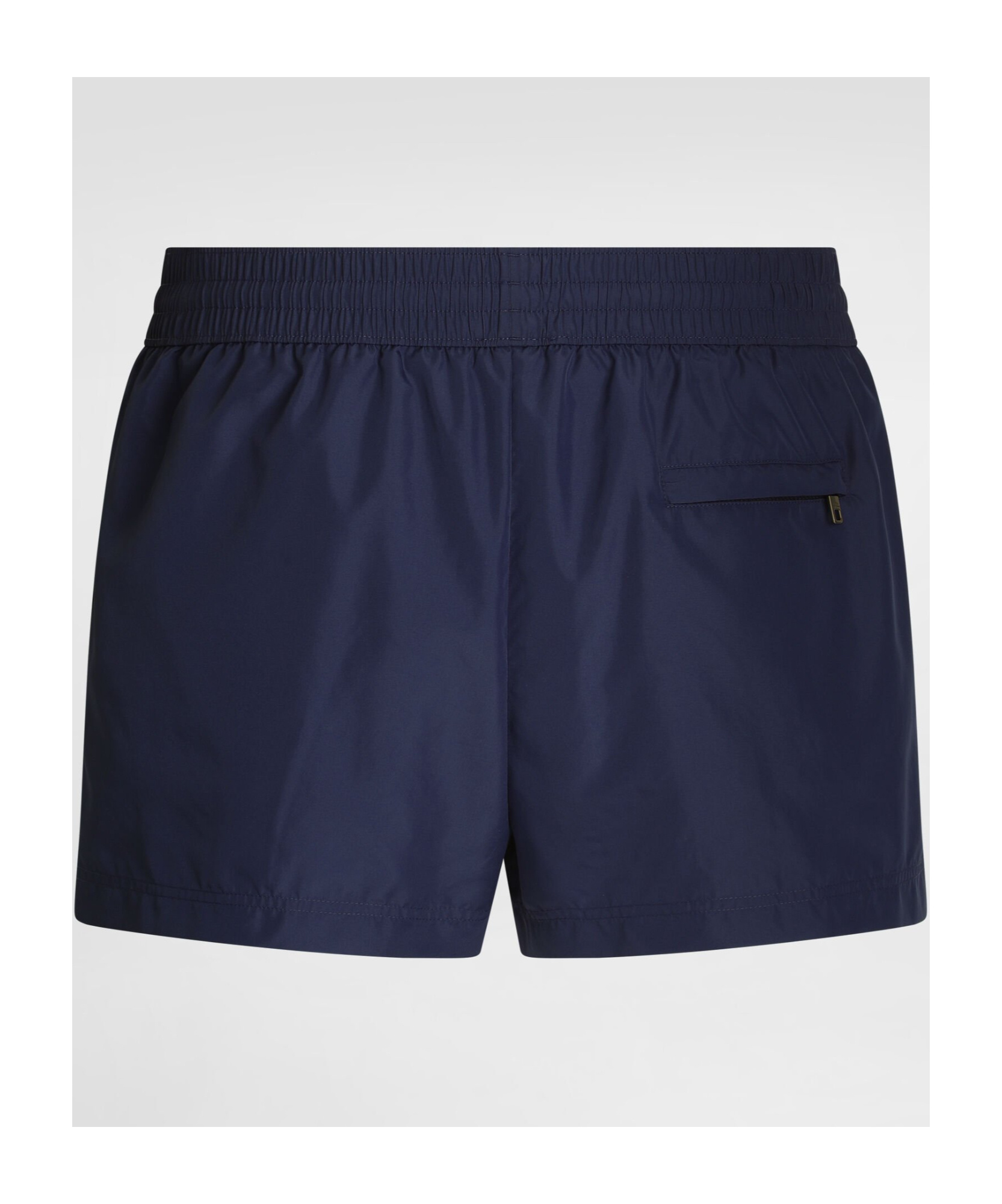 Dolce & Gabbana Short Swim Trunks With Logo Plaque In Black