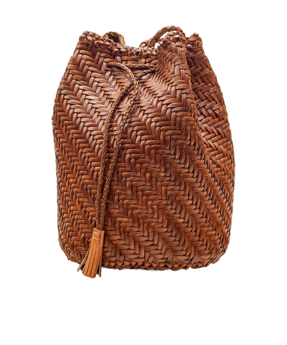 Dragon Diffusion Pompom Double Jump Bucket Bag In Brown