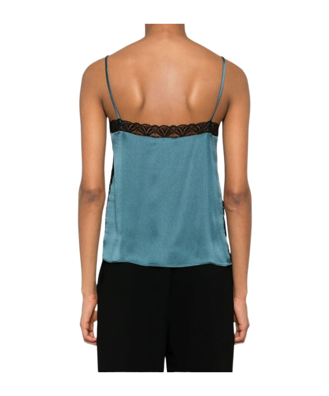 Alberta Ferretti Lace-detail Satin Top In Blue