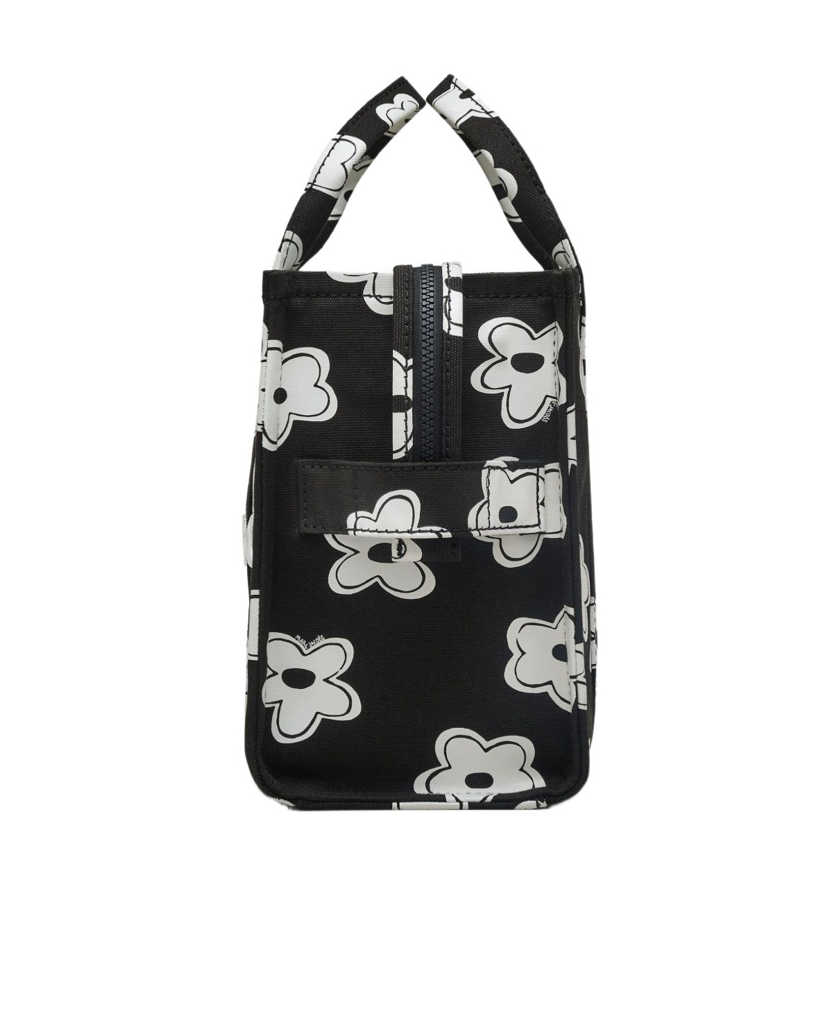 Marc Jacobs 'the Medium Tote' Black Handbag With Logo Lettering On The Front And All-over Floral Print In Black