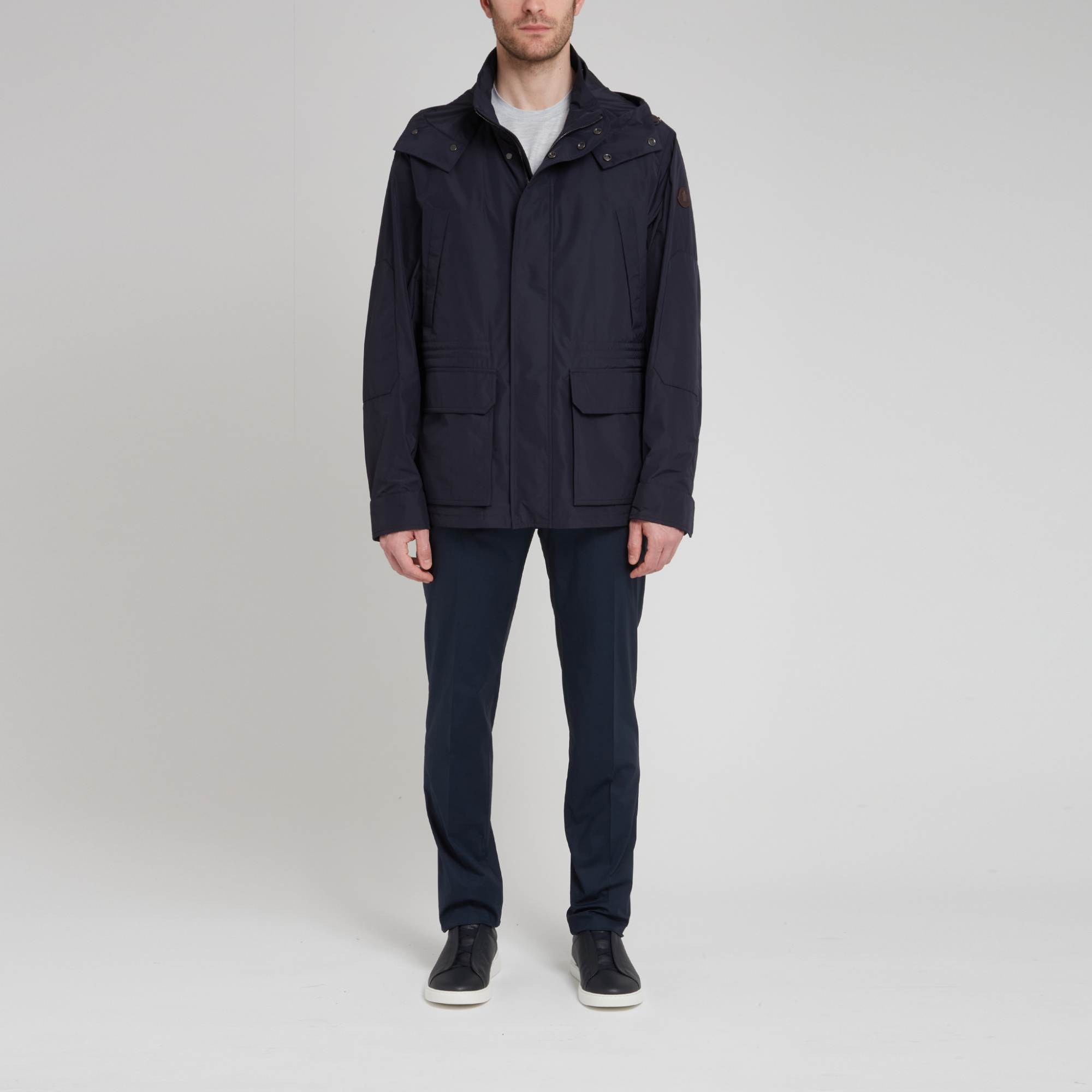 Moncler Water-repellent Hooded Jacket In Blue